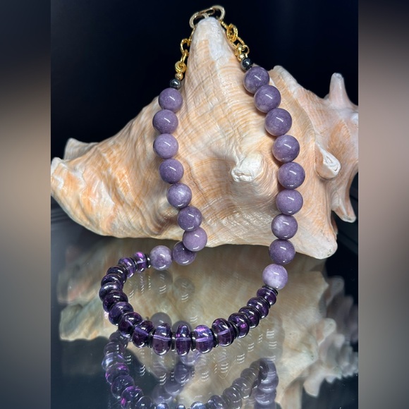 ALEXANDRITE + LAVENDERS CHALCEDONY NECKLACE - Picture 2 of 16